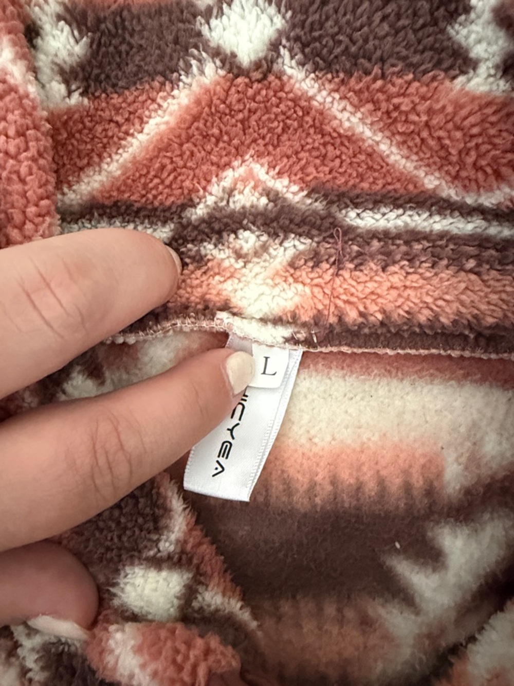 Men's Fleece Pullover - Rust Aztec - Picture 2 of 2